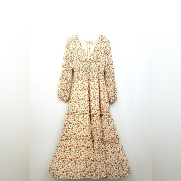 Lost + Wander Tiered Floral Smocked Midi Dress – Size S ( excellent condition ) - Picture 4 of 13